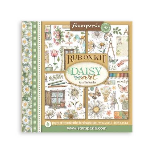 Zestaw transferów Rub On 15x15 "Daisy Art" - Stamperia