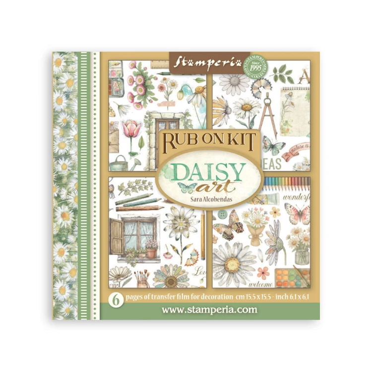 Zestaw transferów Rub On 15x15 "Daisy Art" - Stamperia