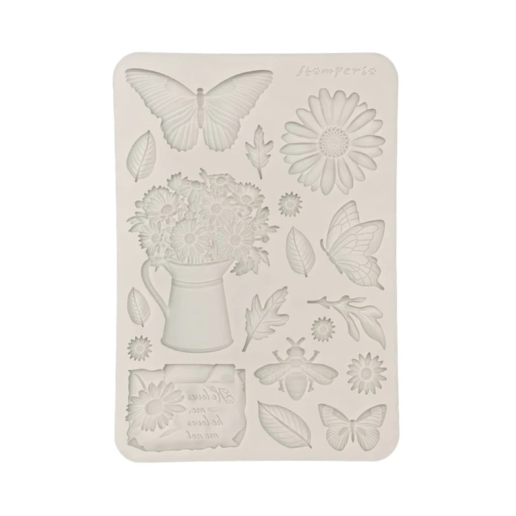 Foremka silikonowa A5 "Daisy Art" - Stokrotki i motyle - Stamperia