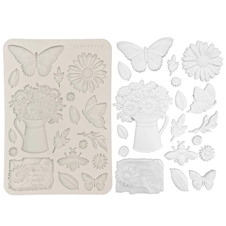 Foremka silikonowa A5 "Daisy Art" - Stokrotki i motyle - Stamperia