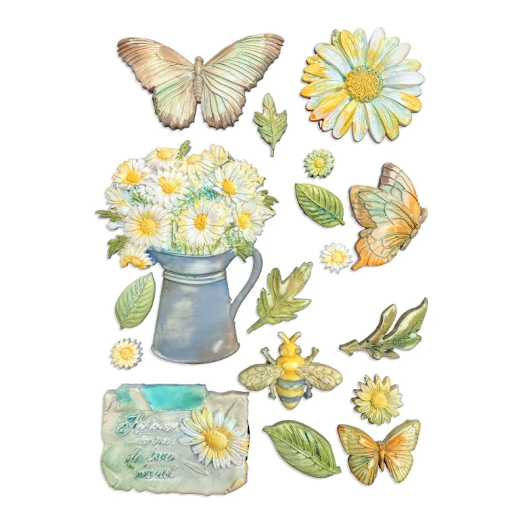 Foremka silikonowa A5 "Daisy Art" - Stokrotki i motyle - Stamperia