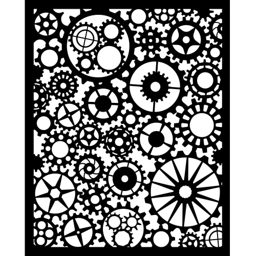Szablon Stamepria z kolekcji Voyages Fantastiques, wymiary 20x25cm. Zawiera wzór zębatek, trybików. Wykonany z grubego, giętkiego i przeźroczystego poliestru. Idealny do decoupage,  mixmedia, scrapbookingu. Kod producenta  KSTD188