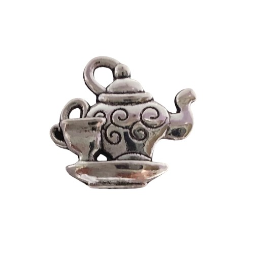 Zawieszka metalowa - dzbanuszek z filiżanką 13 x 16 mm