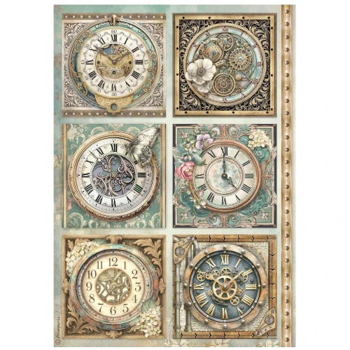 Papier ryżowy Stamperia A4 Gardens of time - DFSA41111 | Zegary