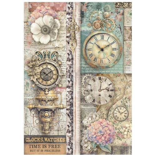 Papier ryżowy Stamperia A4 Gardens of time - DFSA41112 | Wolność czasu