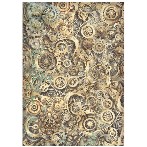 Papier ryżowy Stamperia A4 Gardens of time - DFSA41113 | Zegarowe tło