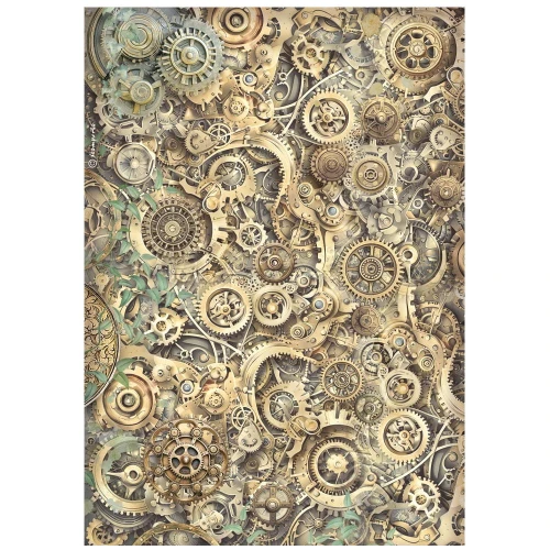 Papier ryżowy Stamperia A4 Gardens of time - DFSA41113 | Zegarowe tło