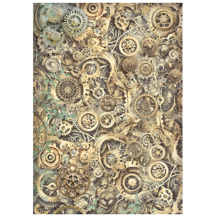 Papier ryżowy Stamperia A4 Gardens of time - DFSA41113 | Zegarowe tło