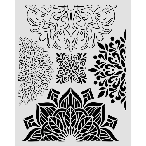 Szablon Stamepria z kolekcji Gardens of Time, wymiary 20x25cm. Zawiera 5 wzorów ozdobnycj koronek, mandali. Wykonany z giętkiego, elastycznego, przeźroczystego poliestru. Idealny do decoupage, mixmedia, scrapbookingu. Kod producenta  KSTD204.