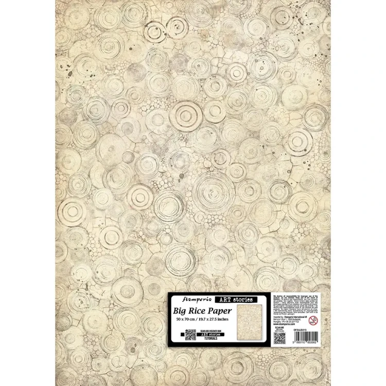 Papier ryżowy Stamperia z motywem tła w koliste wzory, w kolorze beżowym. Format A3, kod DFSAJB015. Idealny do techniki decoupage oraz projektów mixmedia, handmade i DIY.