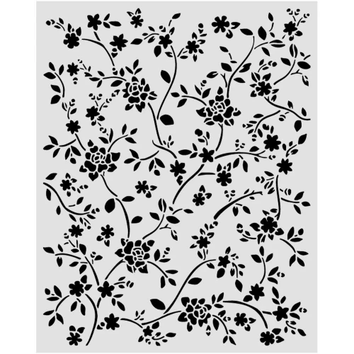 Szablon Stamepria z kolekcji All Around, wymiary 20x25cm. Zawiera ozdobny wzór, ornament roślinny z małymi kwiatkami. Wykonany z giętkiego, elastycznego, przeźroczystego poliestru. Idealny do decoupage, mixmedia, scrapbookingu. Kod producenta  KSTD207.