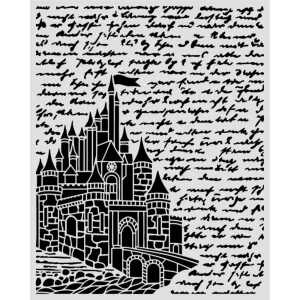 Szablon Stamperia "Wonderland" 20 x 25 cm - zamek, pismo