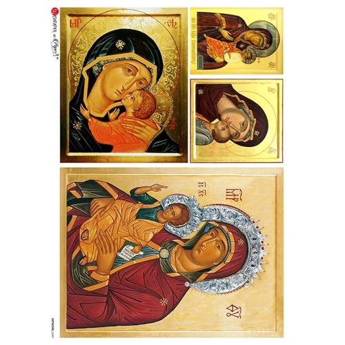 Paper Designs 0047 papier ryżowy A4 - Matka Boska z Dzieciątkiem, ikony