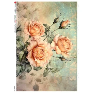 Paper Designs 0443 papier ryżowy A4 - herbaciane róże
