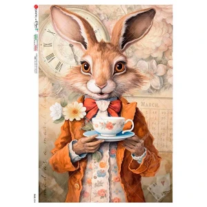 Paper Designs 0044 papier ryżowy A4 - królik z filiżanką 