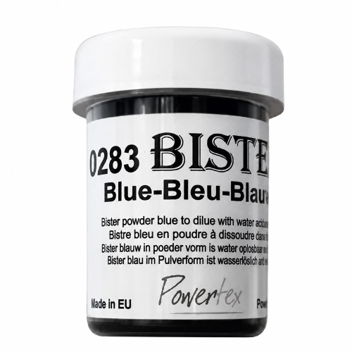Patyna Bister Blue - niebieski granulat barwiący do uzyskiwania efektów patyny, zacieków i postarzania w technice mixmedia i Powertex. Waga 30g, kod produktu 0283.