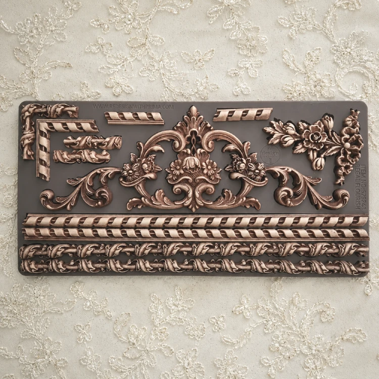 Forma silikonowa do odlewów 25x13 cm - Prima Regal Flourish. Przykład gotowych odlewów.