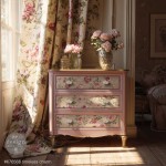 Papier do decoupage Prima Timeless Charm - zestaw 2 arkuszy. Przykład wykorzystania papieru do dekorowania komody.