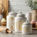 Transfer wodny H2O Gold Prima Chant Du Martin - 2 arkusze . Przykład zastosowanie na ceramicznych słojach.