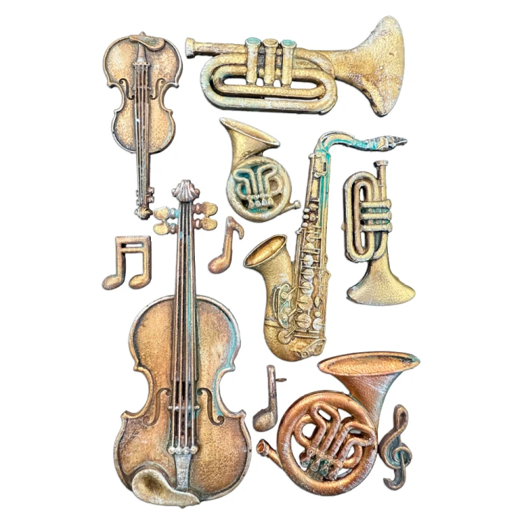 Foremka silikonowa A5 Stamperia Symphony KACMA615 - zegar, kot, ornamenty. Gotowe, pomalowane odlewy.