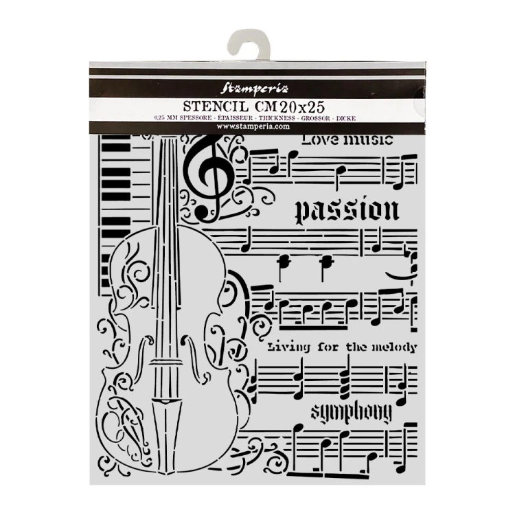 Szablon 3D Stamperia Symphony 20 x 25 cm KSTD210 - skrzypce i nuty