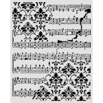 Szablon Stamepria z kolekcji  Symphony, wymiary 20x25cm. Zawiera wzór nut na pięciolinii oraz dekoracyjny wzór damaskowy. Wykonany z giętkiego, przeźroczystego poliestru. Idealny do decoupage, mixmedia, scrapbookingu. Kod producenta  KSTD211.