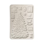 Foremka silikonowa marki Stamperia z kolekcji Classic Christmas. Zawiera wzory: choinkę, mały zegar, misia, kalendarz, konia na biegunach, serce. Format A5, kod produktu KACMA621. Idealny do tworzenia odlewów do decoupage,