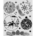 Szablon Stamepria z kolekcji Classic Christmas, wymiary 20x25cm. Wzór bombki, pejzaż z jeleniem, śnieżynki, szyszki, iglaste gałązki, gwiazdki. Wykonany z giętkiego poliestru. Idealny do decoupage, mixmedia, scrapbookingu. Kod producenta  KSTD215.