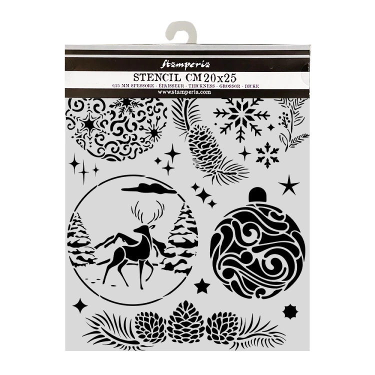 Szablon 3D Stamperia Classic Christmas 20 x 25 cm KSTD215 - świąteczne bombki