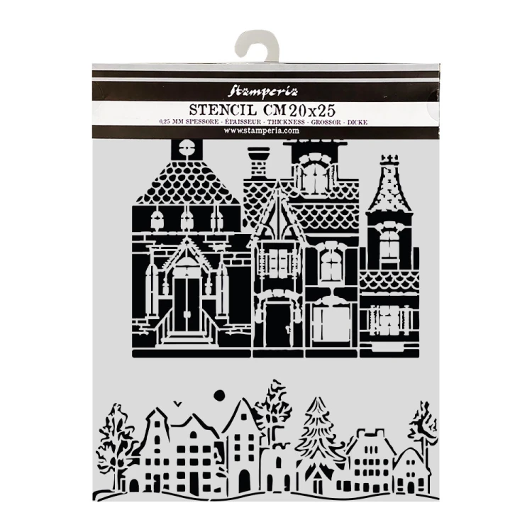 Szablon 3D Stamperia Classic Christmas 20 x 25 cm KSTD216 - kamienice i domki