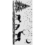 Szablon marki Stamepria z kolekcji Classic Christmas wymiary 12x25cm. Motyw jelenia, dwie łanie, niebo i księżyc. Wykonany z giętkiego, elastycznego, przeźroczystego poliestru. Idealny do decoupage,  mixmedia, scrapbookingu. Kod producenta  KSTDL169.