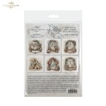 Papier ryżowy mini ITD Collection, zestaw 6 sztuk. Grafiki przedstawiają tancerki baletowe, baletki oraz dekoracyjne sceny inspirowane klasycznym tańcem. Bogato zdobione ramy, zwiewne kurtyny, pastelowe róże i delikatne świąteczne akcenty.