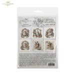 Papier ryżowy mini ITD Collection, zestaw 6 sztuk. Grafiki przedstawiają subtelne sceny taneczne, baletowe pary, dworskich tancerzy oraz kompozycje pełne róż i pastelowych dekoracji. Kod RSM310