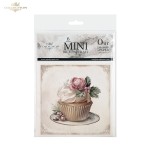 Papier ryżowy mini ITD Collection RSM303, zestaw 6 sztuk, wymiar arkusza 14,8x14,8cm. Motywy: babeczka z kremem i różą, filiżanki, pierniczki, ciasteczka, cukrowe laski, słoje ze słodkościami. Idealny do decoupage, mixmedia i projektów DIY.