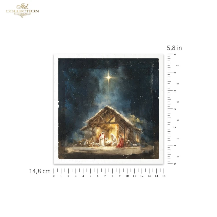 Papiery ryżowe mini ITD RSM299 - zestaw 6 sztuk, Betlejem, Narodzenie Pańskie, rozgwieżdżone niebo, noc, Gwiazda Betlejemska, Trzej Królowie