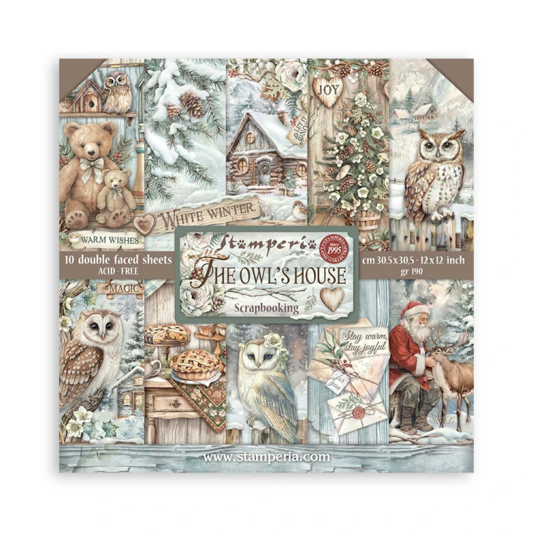 STAMPERIA BLOK PAPIERÓW SCRAP. 20,3x20,3cm 10szt The owls house