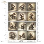 Papier ryżowy ITD Collection R2740, A4 - świąteczne myszki, dwanaście grafik