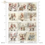 Papier ryżowy ITD Collection R2683, format A4. 12 grafik przedstawiających zimowe pejzaże, ośnieżone chatki, drzewa, mostki, płoty. Idealny do decoupage, mixmedia, handmade i DIY.