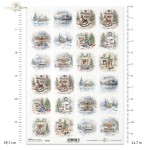 Papier ryżowy ITD Collection R2450, A4 - zimowe karuzele, koniki na biegunach, choinki