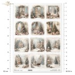 Papier ryżowy ITD Collection R1725L, A3 - zimowe ulice, świąteczne wiktoriańskie wnętrza