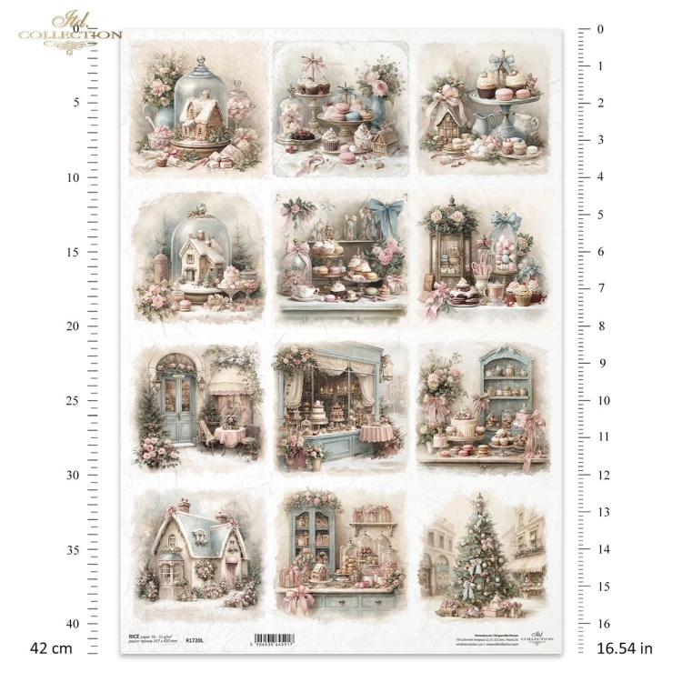 Papier ryżowy ITD Collection R1720L, A3 - świąteczne, słodkie dekoracje, cukiernie