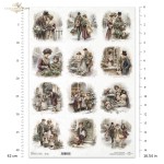 Papier ryżowy ITD Collection R1701L, A3 - rodzina, dzieci, wiktoriańskie święta