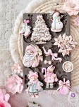 Foremka silikonowa 20x13 cm - Finnabair Prima Christmas Blush 982638. Gotowe, pomalowane odlewy.
