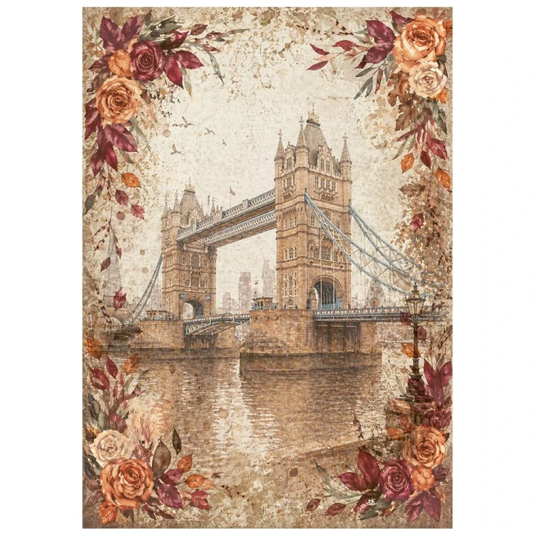 Papier ryżowy A6 Stamperia Our Way DFSA6X12 - zestaw 8 sztuk, most Tower Bridge