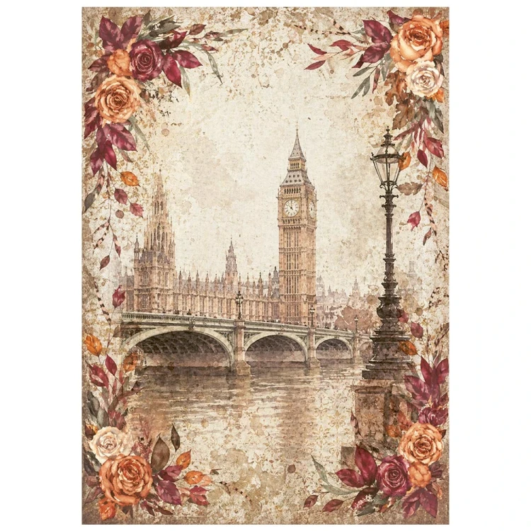 Papier ryżowy A6 Stamperia Our Way DFSA6X12 - zestaw 8 sztuk, Big Ben