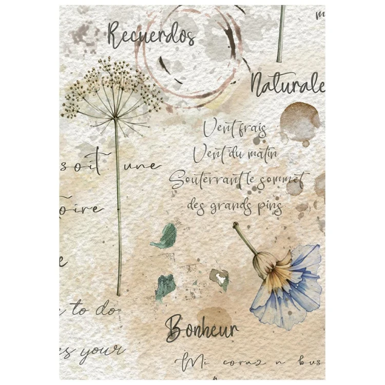 Papier ryżowy A6 Stamperia Flowers and Poems DFSA6X13 - zestaw 8 sztuk