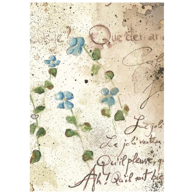 Papier ryżowy A6 Stamperia Flowers and Poems DFSA6X13 - zestaw 8 sztuk