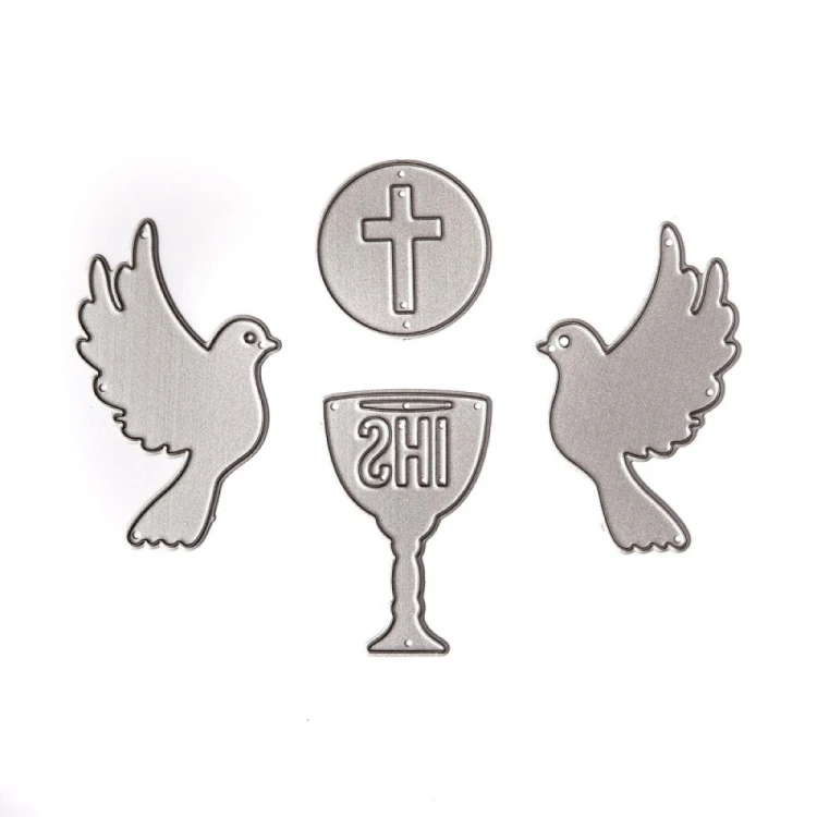 Wykrojniki dpCraft JCMA-081 - kielich, hostia, gołąbki, Komunia Święta