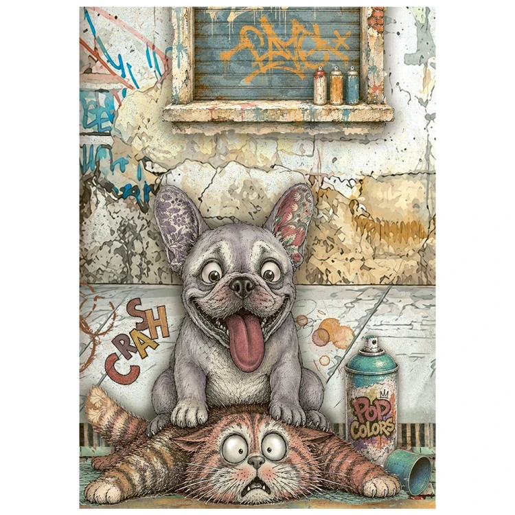 Papier ryżowy A6 Stamperia Furry Friends DFSA6X15 - zestaw 8 sztuk