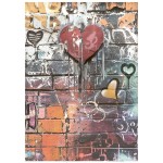 Papier ryżowy A6 Stamperia Furry Friends DFSA6X15 - zestaw 8 sztuk, graffiti, ceglana ściana